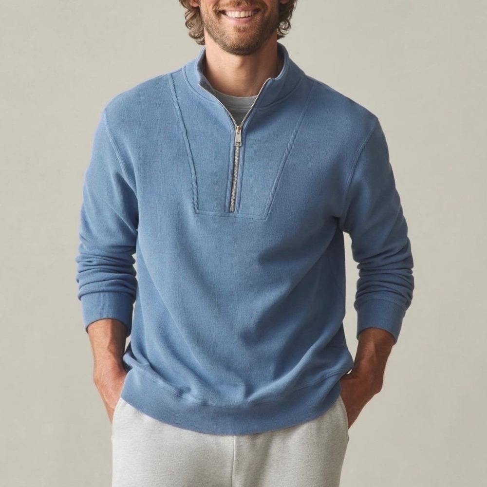 NWOT American Giant Men's French Rib Half Zip Sweatshirt Long Sleeve Blue XL